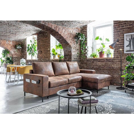 Lilly - canapé d'angle droit - 4 places - convertible avec coffre - en microfibre