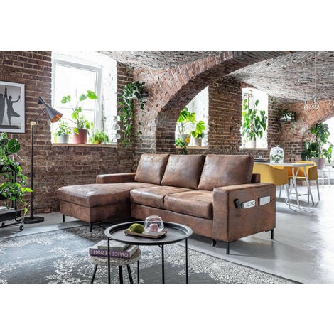 Lilly - canapé d'angle gauche - 4 places - convertible avec coffre - en microfibre