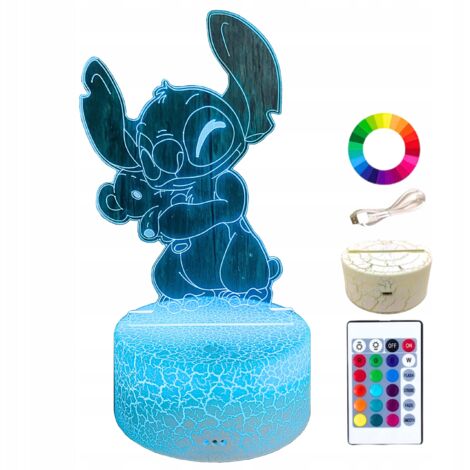 Lilo et Stitch STITCH Veilleuse 3D 16 LED pour enfants + Télécommande