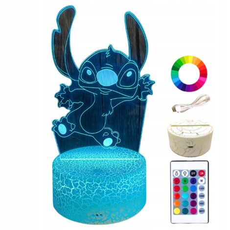 Lilo et Stitch STITCH Veilleuse 3D 16 LED pour enfants + Télécommande
