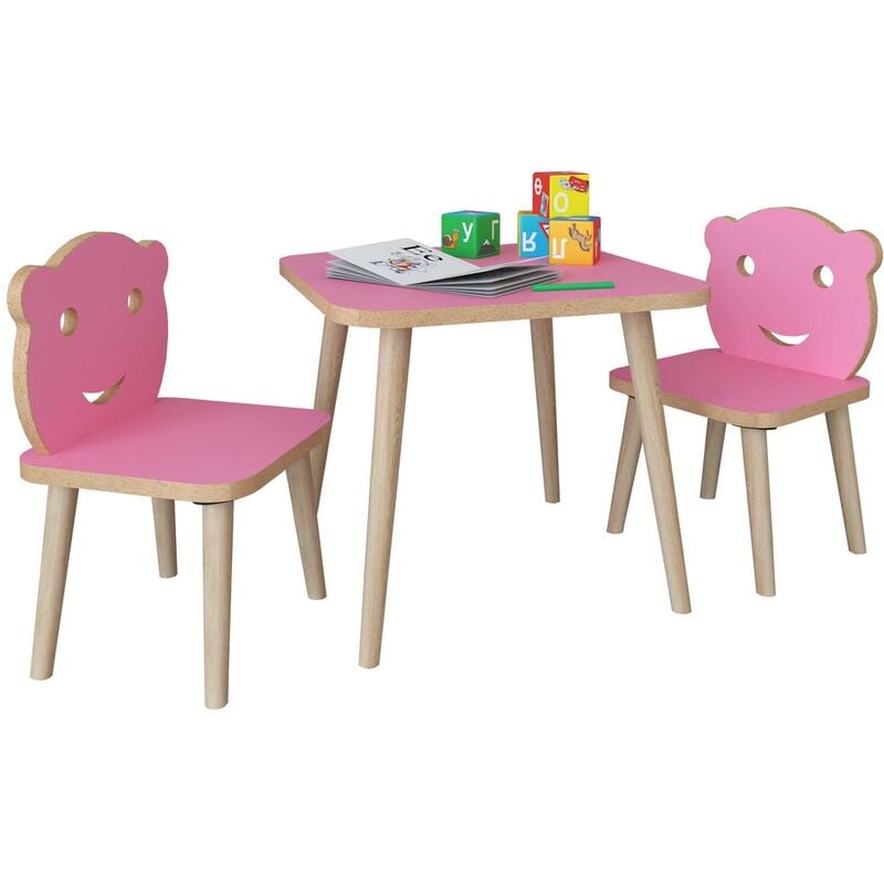 LiLuLa ensemble de meubles pour chambre de bébé table et chaises rose.