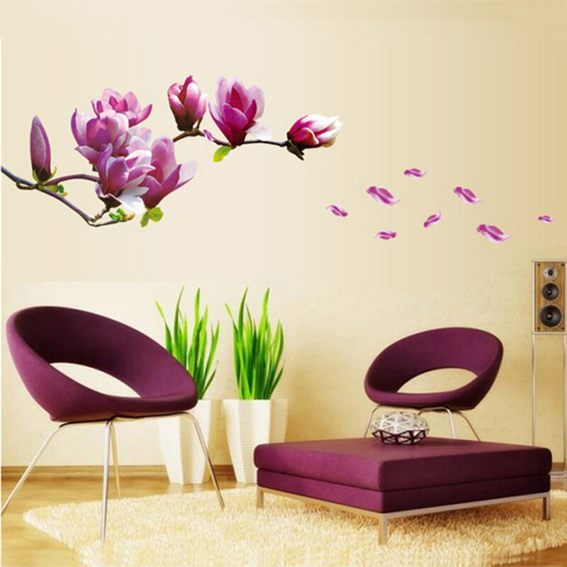 

Happyshopping - Lily Flowers Wall Decals Live Gallery Hermosa Encantadora Removible DIY Art Decor Pegatinas de pared Murales para sala de estar TV