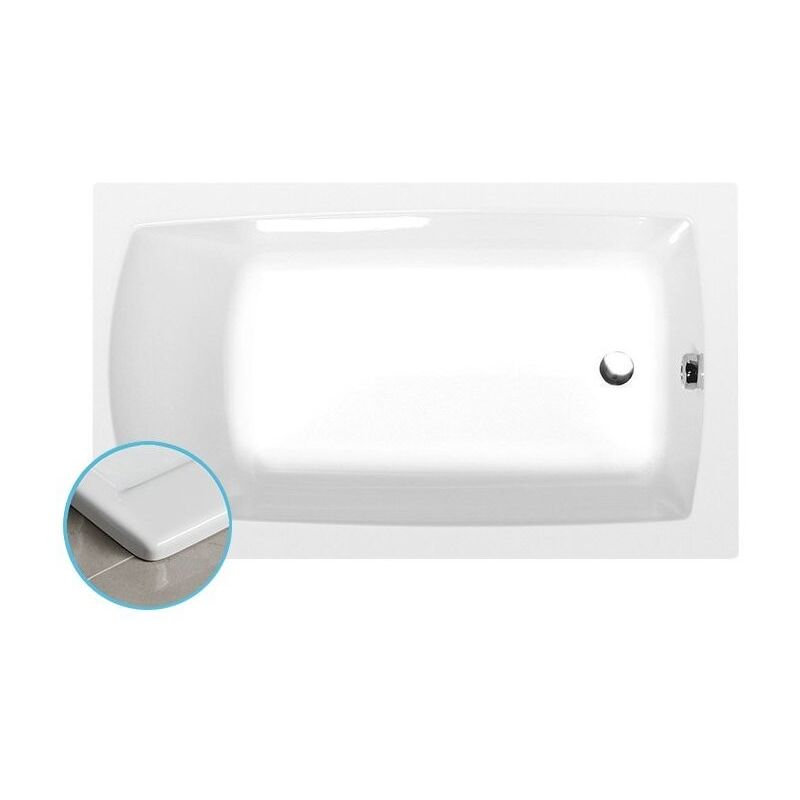 Lily slim Bain rectangulaire 130x70x39cm, Blanc