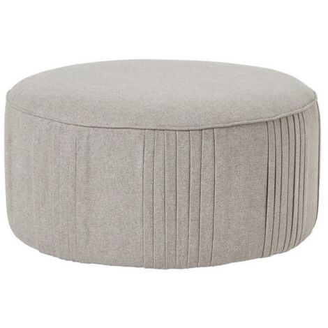 Lily Swivel Ottoman in Oatmeal Twill - Wood - L82 x W82 x H43 cm