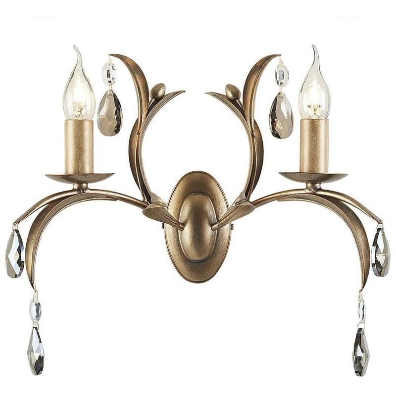 Elstead Lily - 2 Light Indoor Candle Wall Light Metallic Bronze Floral Leaves Design