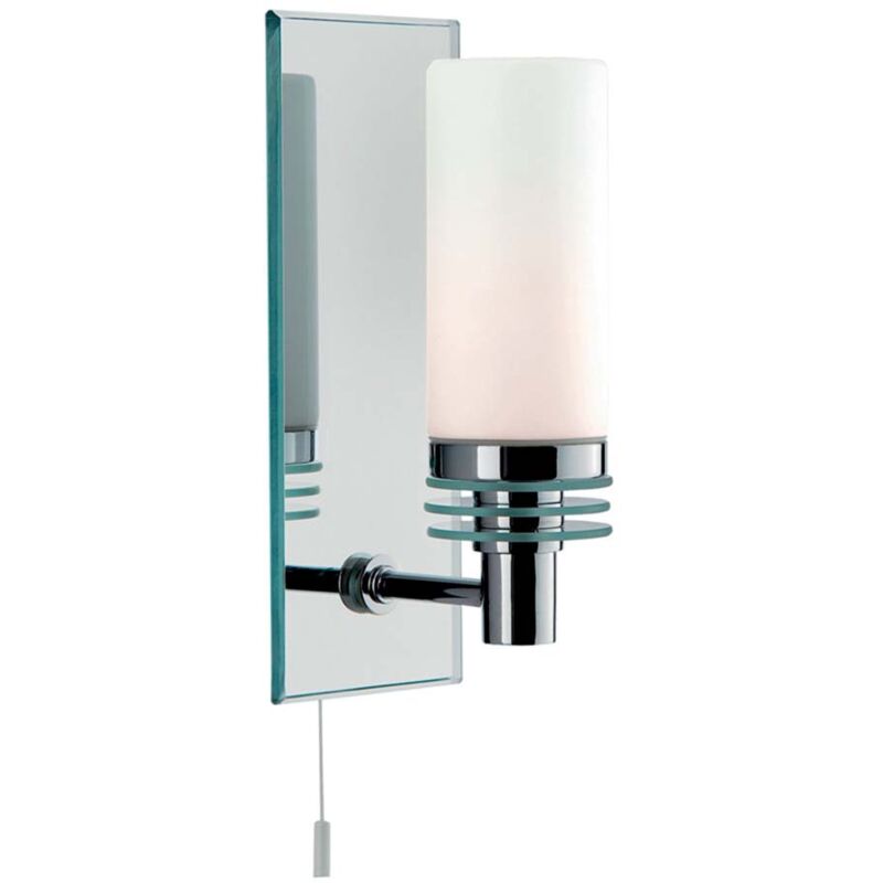 Lima, bagno, supporto a parete 1 fiamma (G9 Led) cromo / piastra a muro in vetro specchiato Ip44