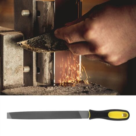 Lima de afilar plana de acero fino para metal – Herramienta de acabado manual para conformado de metal – Limado/alisado/desbaste/pulido/mecánico – Mango bimaterial (Lima militar puntiaguda)