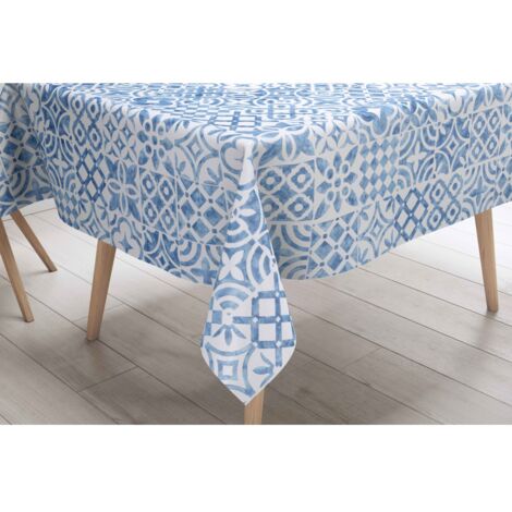 LIMA © NAPPE en TOILE FEUILLETÉE LAVABLE déperlant PVC MAIOLICA Mare Made in Italy Cm. 140x220 x8 personnes