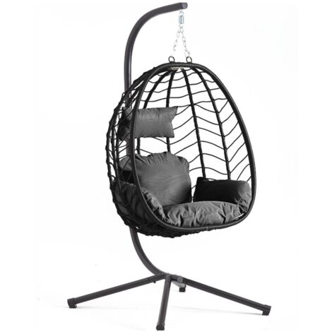 Lima Noir - Fauteuil suspendu résine & Acier - Noir