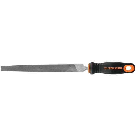 Lima plana fina con mango bimaterial - 200 mm