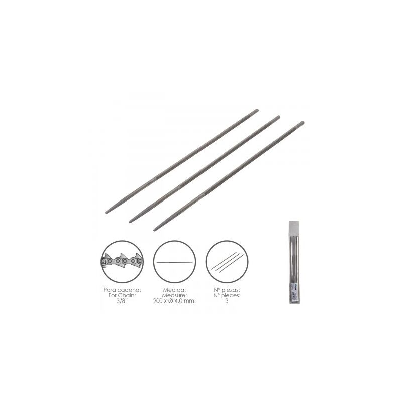 

Limas cadena motosierra 200 x Ø 4.0 mm. 3/8" lp (pack 3 piezas)