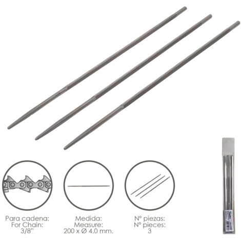 Limas Cadena Motosierra 200 x Ø 4.0 mm. 3/8" LP (Pack 3 Piezas)