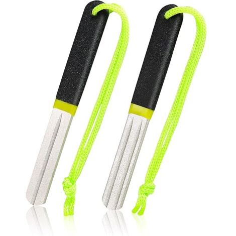 Lime à hameçons - Lime diamant double face fine et moyenne - Poignée ergonomique antidérapante - Pour pêche en eau douce et en mer - 2 pièces