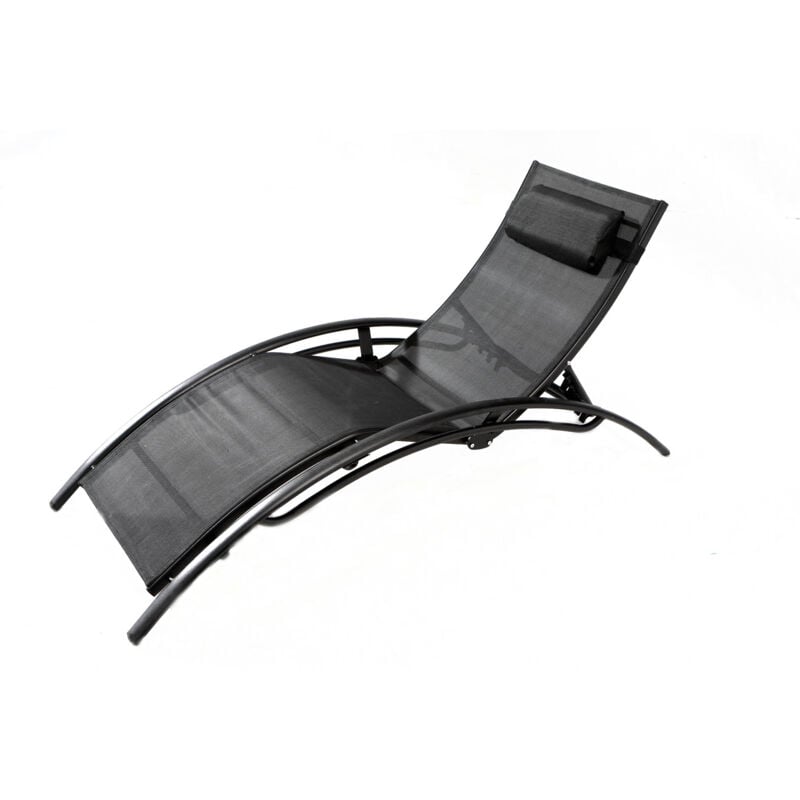 Limea - Transat ajustable noir avec coussin