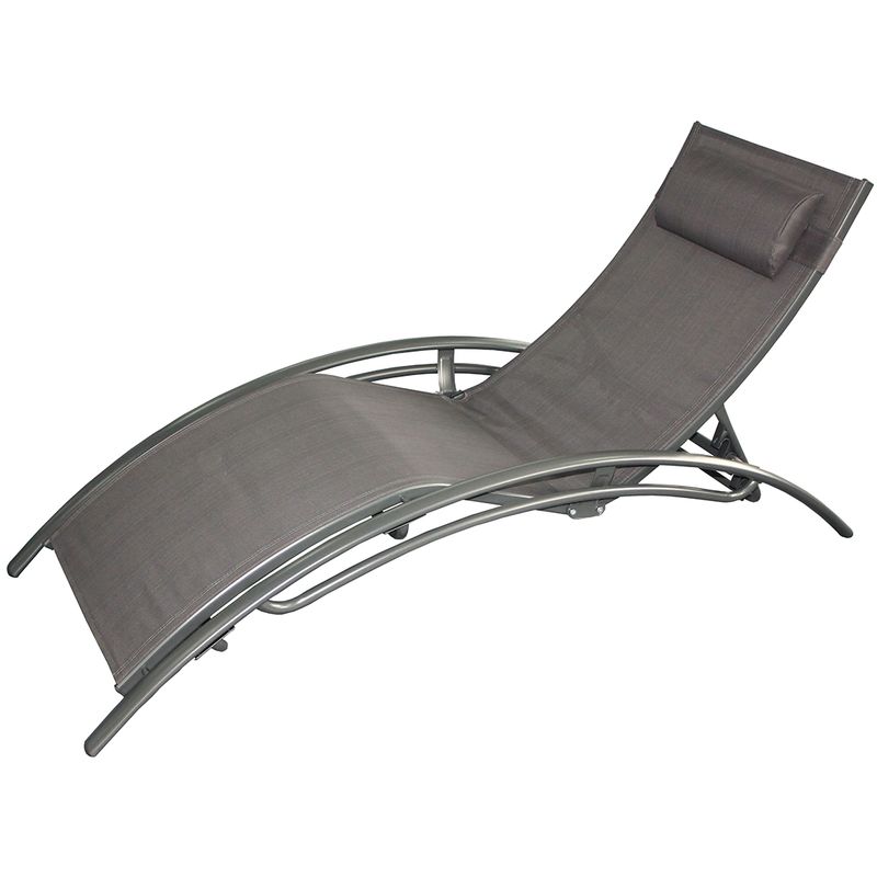 Concept-usine - Transat gris ajustable et empilable 1 place avec pieds acier limea - grey