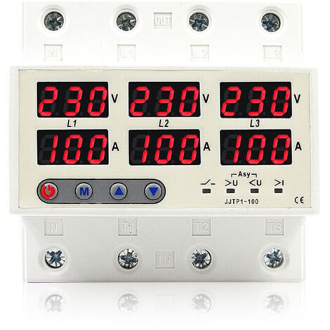 Limitador corriente pantalla LCD con reinicio automático, protege sobretensión subtensión pérdida fase desequilibrio sobrecarga, para sistemas solares bombas talleres
