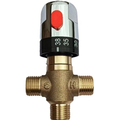 Limitador de temperatura del calentador de agua, válvula mezcladora termostática, válvula mezcladora de latón, manguera de control de temperatura del agua, control de termostato, G1/2