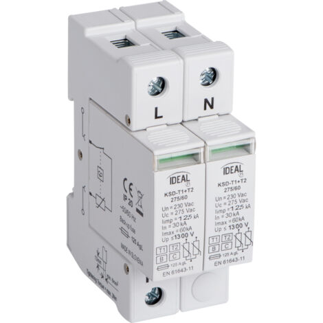 LIMITATORE DI SOVRATENSIONE KSD-T1T2 275/120 1P+N - KANLUX