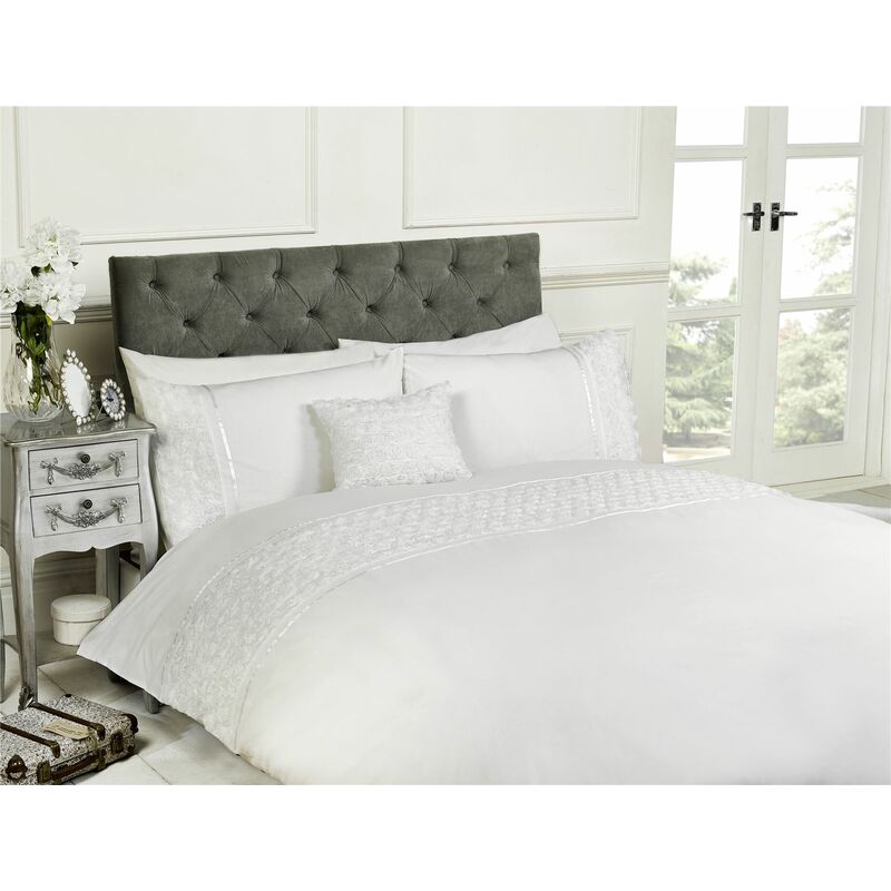 Limoges White Double Duvet Cover And Pillowcase Set