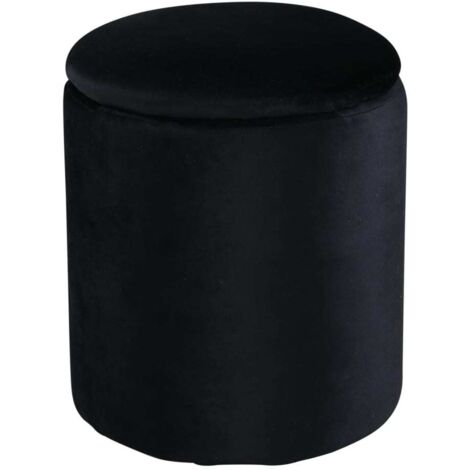 Limpen Pouf Ø32cm Velour mit Aufbewahrung schwarz.