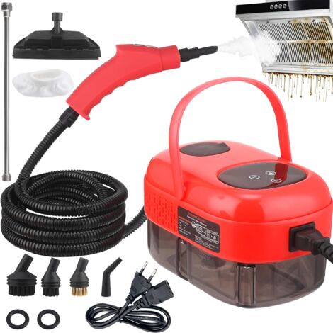 Limpiador a vapor de alta presión de 2500 W con cabezales de cepillo, tanque de agua de 1 L, 6 configuraciones de velocidad, para limpieza del hogar