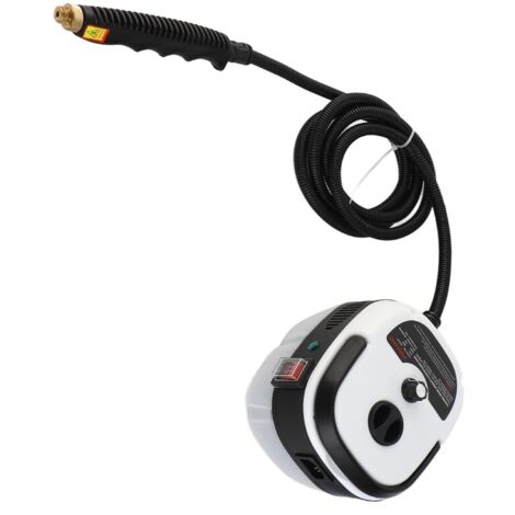 Limpiador a vapor portátil (1500 W) con 3 boquillas para cocina, coche y baño  Alta temperatura (105 °C), 3 bar, 1 hora de autonomía  ABS, 1266 g, 19 x 15 x 13 cm