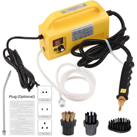 Limpiador a vapor portátil de 2500 W sin depósito de agua: limpiador a vapor de alta temperatura con lanza pulverizadora y cepillos para cocina, baño, juntas y azulejos – ABS