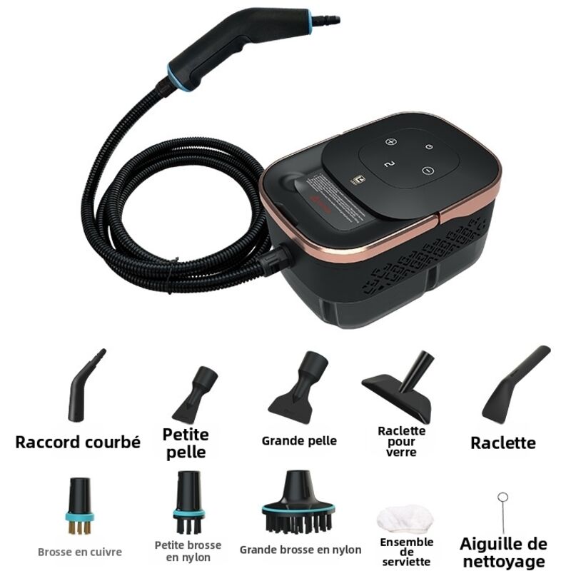 Limpiador a vapor portátil de alta presión de 2500 W, 4 bares, depósito de agua de 1250 ml, calentamiento en 15 s, control de vapor ajustable de 6