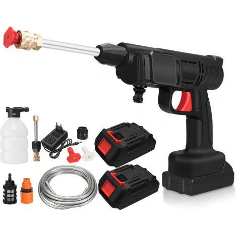 Limpiador de Alta Presión Inalámbrico 12000rpm/min 25Bar con Manguera de 5m 2 Boquillas 2 Batería de 5000mAh