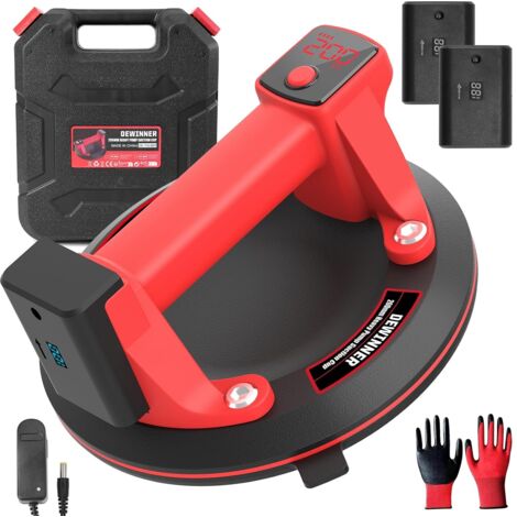 Limpiador de azulejos con ventosa de 8" con 2 baterías de 3000 mAh, pantalla LCD, ventosa eléctrica, recarga automática, capacidad máxima de 200 kg, apto para vidrio y azulejos, (1 unidad)