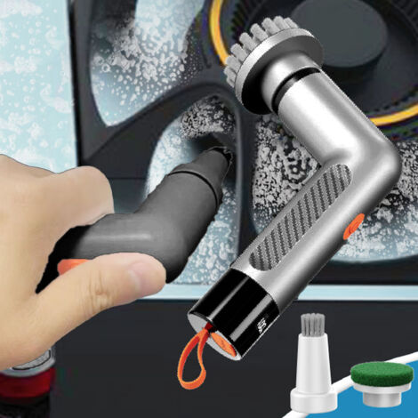 Limpiador de baño eléctrico inalámbrico con cepillos automáticos, resistente al agua IPX7, 4 cepillos intercambiables y 2 velocidades, ABS, 2200 mAh, negro.