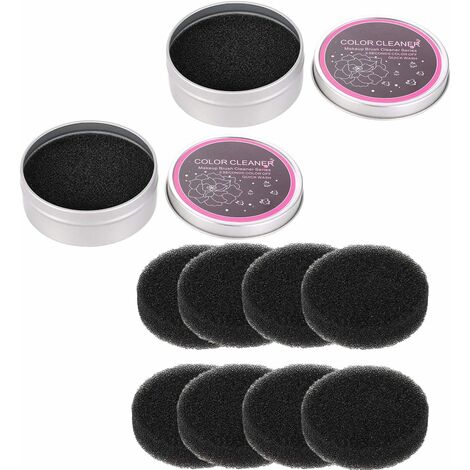 Limpiador de brochas de maquillaje, 2 piezas de esponjas de carbón activado con 8 herramientas de esponja de limpieza en seco de una sola capa de limpieza de repuesto para brochas de maquillaje