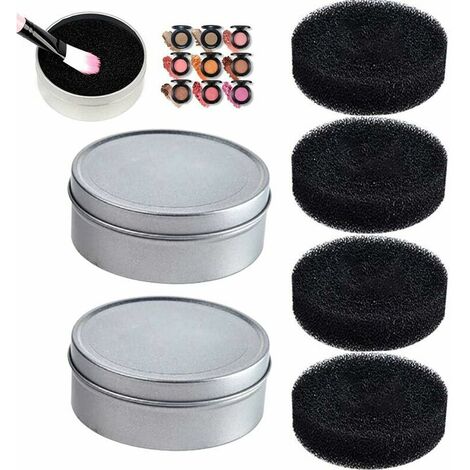 Limpiador de brochas de maquillaje, 6 brochas de maquillaje de decoloración rápida, esponja de limpieza en seco, esponja con caja de hierro para fácil transporte, decoloración y limpieza