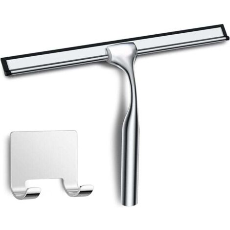 Limpiador de ducha de acero inoxidable con gancho, limpiador de ducha plateado, limpiador de ventanas de ducha, limpiador de baño para azulejos, paredes, vidrios, puertas, espejos, ventanas, mesas.