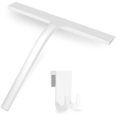Limpiador de ducha de silicona con gancho de pared sin taladrar - Limpiador de ducha para puertas de ducha, ventanas, vidrios de automóviles, azulejos, vidrio blanco 22CM