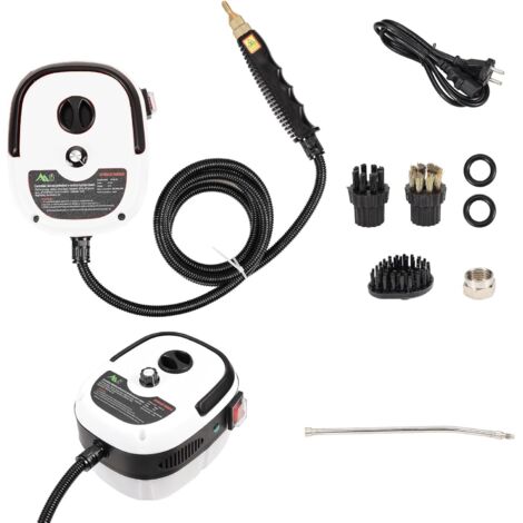 Limpiador de vapor de mano de alta presión, 2500 W, 3 bar, limpiador a vapor de mano con cabezales de cepillo, adecuado para electrodomésticos de cocina y limpieza doméstica (blanco)