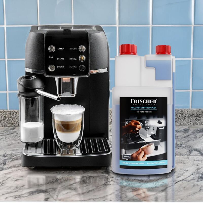 Frischer professional Limpiador de sistema de leche 1000 ml para cafeteras automáticas, espumador de leche, elimina residuos de leche, depósitos en