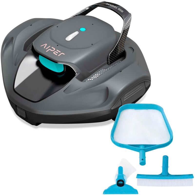 Aiper - Limpiador Robótico De Piscinas Segull 800B + Kit Limpieza Básico - Gris Oscuro