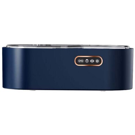 Limpiador ultrasónico de gafas (azul), dispositivo ultrasónico de 450 ml, 4 configuraciones de tiempo de 45 kHz, limpiador ultrasónico profesional para joyas, gafas, relojes, platería, anillos, collar