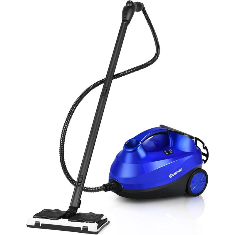 

Costway - Limpiadora a Vapor con 19 Accesorios, 1,5 L,2000 W y Cierre de Seguridad para Niños para Alfombra Piso Ventana Automático (Azul)