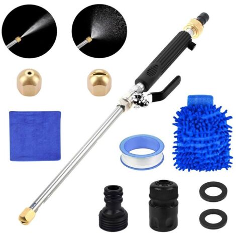 Limpiadora de alta presión Jethose negra: boquilla de chorro, lanzas, tubos, 2 boquillas diferentes, acoplamientos rápidos, para césped, jardines, coches, entradas de vehículos y patios.