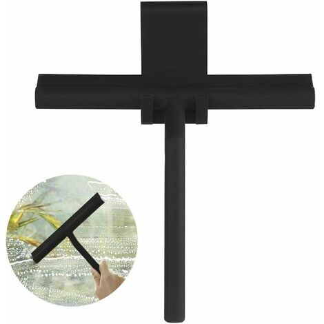 Limpiaparabrisas de ducha de silicona negra, limpiaparabrisas de ducha de cristal con gancho para colgar para baño, cocina, espejo, ventana, limpieza de ventanas de coche (no es necesario instalarlo)