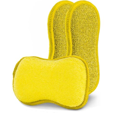 Limpieza perfecta con la almohadilla de limpieza de doble cara - Herramienta ideal para la limpieza del hogar - Paño de fregar - Paño de limpieza de doble superficie - Amarillo