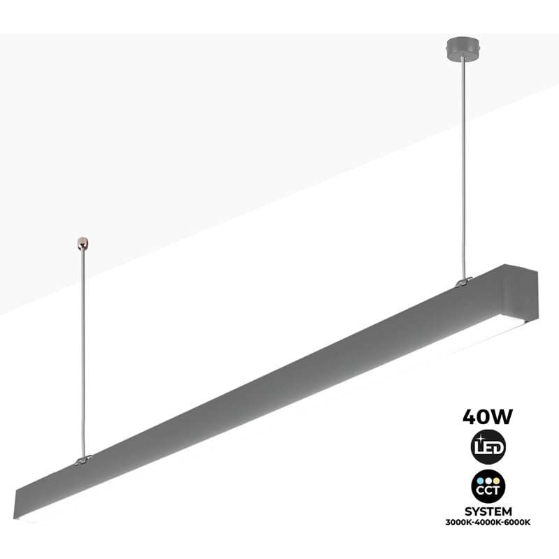 Barcelona Led - Luminaria linéaire led suspension / surface cct - 40W - 120cm - Gris