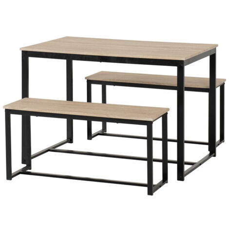 Lincoln 1+2 Dining Bench Set - Sonoma Oak Effect/Black