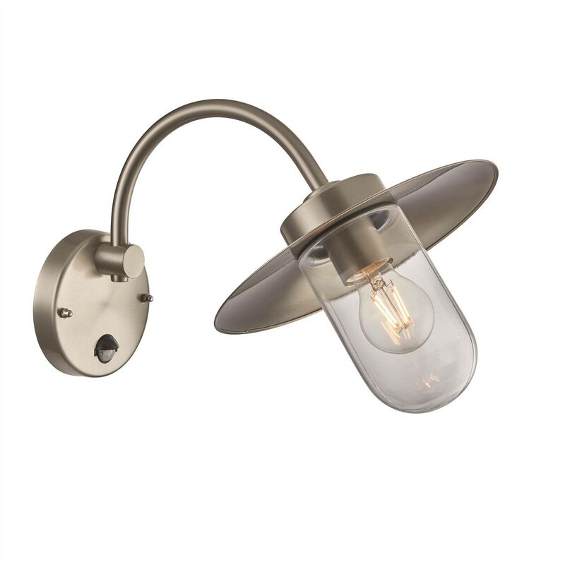 Endon Lighting - Endon Lincoln - 1 Light Outdoor Fisherman Dome Wall Brushed Stainless Steel, Glass IP44, E27