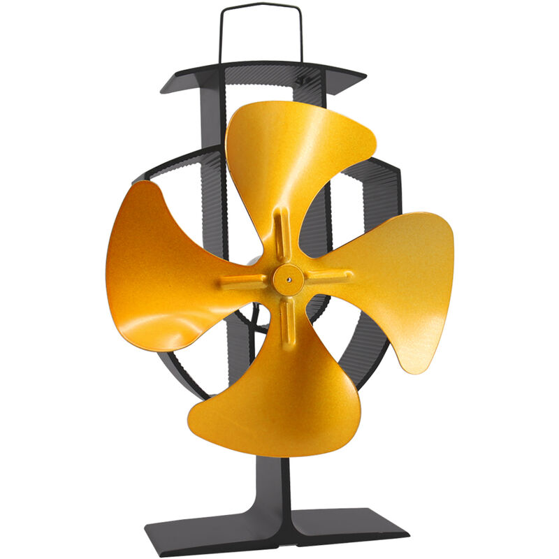 Upgrade 4 Blade Heat Powered Stove Fan for Wood/Log Burner Fireplace - Eco Friendly and Efficient Fan (Gold) - Lincsfire