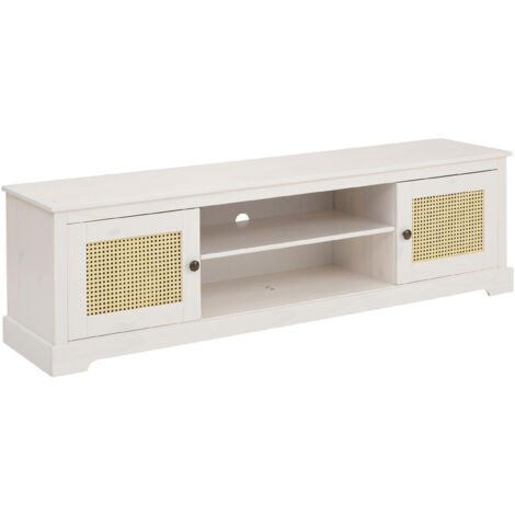 Linda-Meuble TV avec 2 portes en blanc sapin