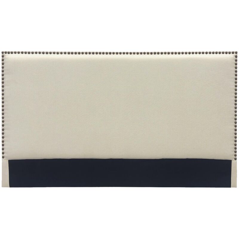 Linda - Tête de lit cloutée en tissu lin beige 140 cm linda