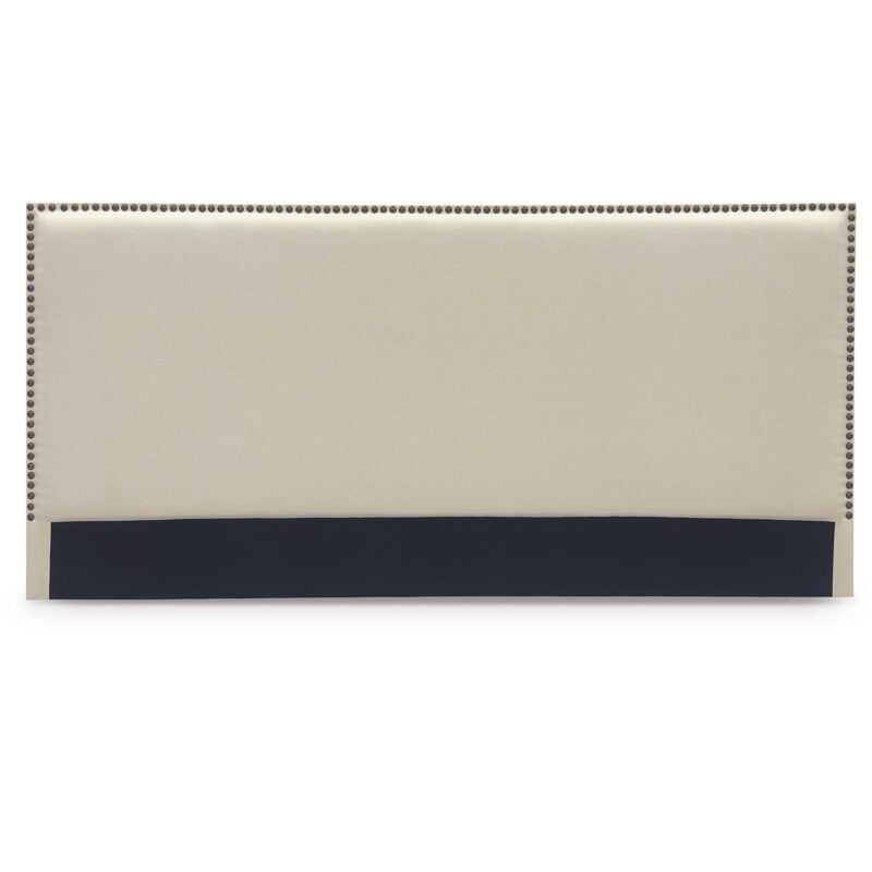 Linda - Tête de lit cloutée en tissu lin beige 180 cm linda